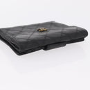 CHANEL Bicolore Wallet Leather 2 Set Black CC Auth bs37308-13