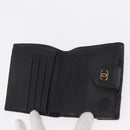 CHANEL Bicolore Wallet Leather 2 Set Black CC Auth bs37308-16