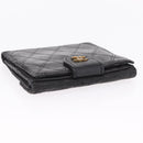 CHANEL Bicolore Wallet Leather 2 Set Black CC Auth bs37308-5