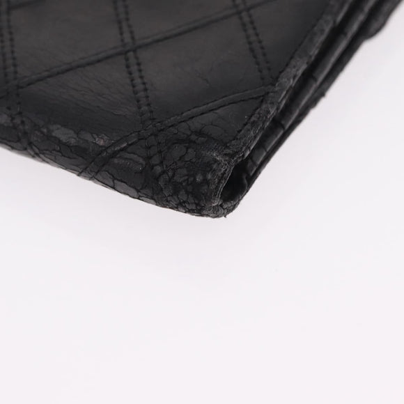 CHANEL Bicolore Wallet Leather 2 Set Black CC Auth bs37308