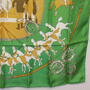 HERMES Carre90 Scarf ""MAN`EGE"" Silk Green Auth bs37309-10