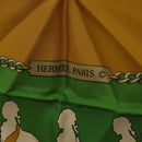 HERMES Carre90 Scarf ""MAN`EGE"" Silk Green Auth bs37309-14