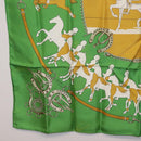 HERMES Carre90 Scarf ""MAN`EGE"" Silk Green Auth bs37309-8