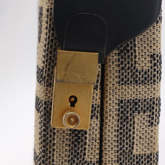 GIVENCHY Trunk Canvas Beige Gold Tone Auth bs37311