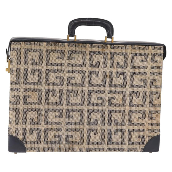 GIVENCHY Trunk Canvas Beige Gold Tone Auth bs37311
