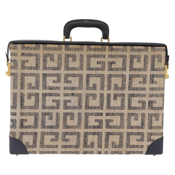 GIVENCHY Trunk Canvas Beige Gold Tone Auth bs37311