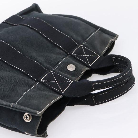 HERMES Hand Bag Canvas 2 Set Black Auth bs37312
