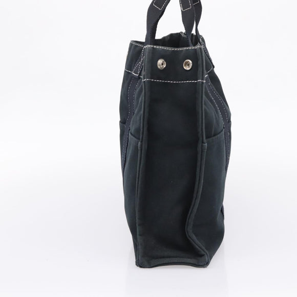 HERMES Hand Bag Canvas 2 Set Black Auth bs37312