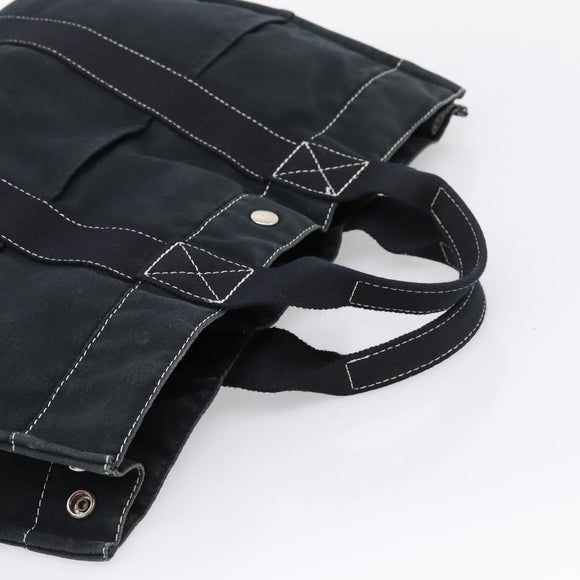 HERMES Hand Bag Canvas 2 Set Black Auth bs37312