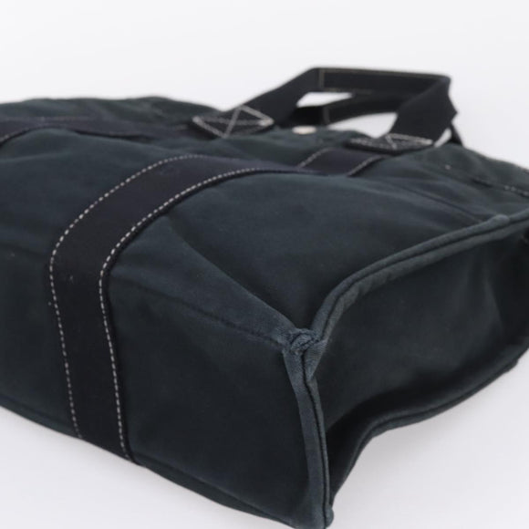 HERMES Hand Bag Canvas 2 Set Black Auth bs37312
