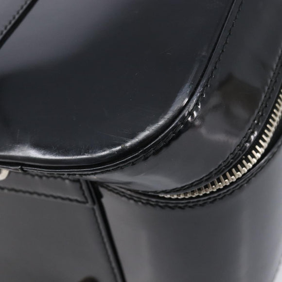 GUCCI Boston Bag Patent Black Silver 010 122 0132 Auth bs37314
