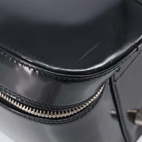 GUCCI Boston Bag Patent Black Silver 010 122 0132 Auth bs37314