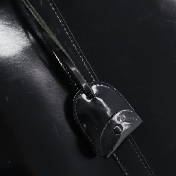 GUCCI Boston Bag Patent Black Silver 010 122 0132 Auth bs37314