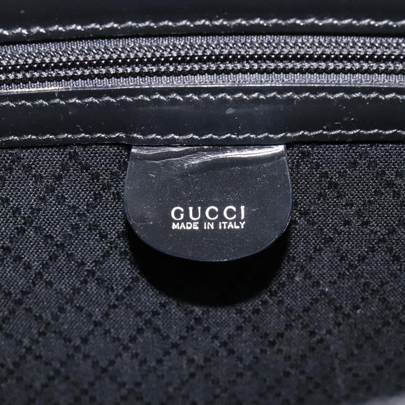 GUCCI Boston Bag Patent Black Silver 010 122 0132 Auth bs37314