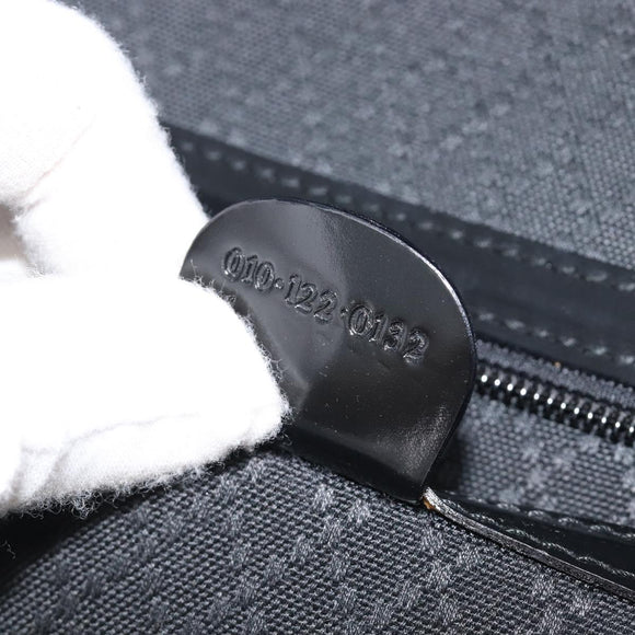 GUCCI Boston Bag Patent Black Silver 010 122 0132 Auth bs37314