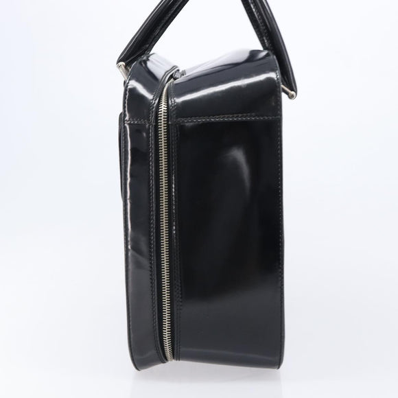 GUCCI Boston Bag Patent Black Silver 010 122 0132 Auth bs37314