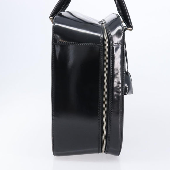 GUCCI Boston Bag Patent Black Silver 010 122 0132 Auth bs37314