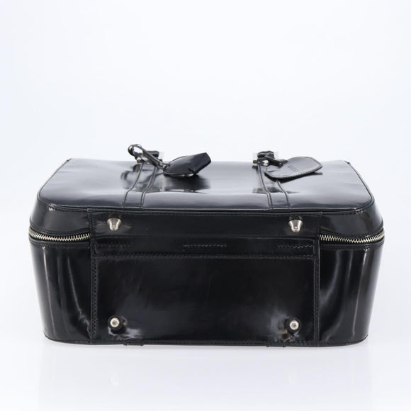 GUCCI Boston Bag Patent Black Silver 010 122 0132 Auth bs37314