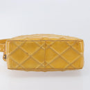 CHANEL Matelasse Shoulder Bag Patent leather Yellow Silver CC Auth bs37322-12