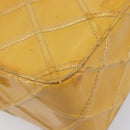CHANEL Matelasse Shoulder Bag Patent leather Yellow Silver CC Auth bs37322-15
