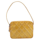 CHANEL Matelasse Shoulder Bag Patent leather Yellow Silver CC Auth bs37322-2