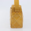 CHANEL Matelasse Shoulder Bag Patent leather Yellow Silver CC Auth bs37322-4