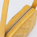 CHANEL Matelasse Shoulder Bag Patent leather Yellow Silver CC Auth bs37322-6