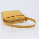 CHANEL Matelasse Shoulder Bag Patent leather Yellow Silver CC Auth bs37322-8