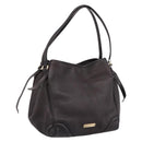 BURBERRY Tote Bag Leather Brown Gold Auth bs37327-1