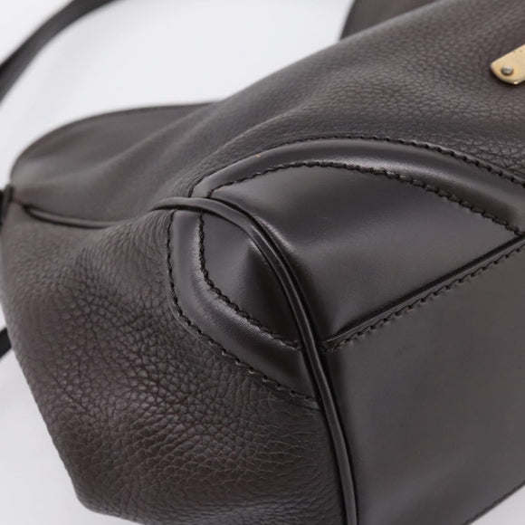 BURBERRY Tote Bag Leather Brown Gold Auth bs37327