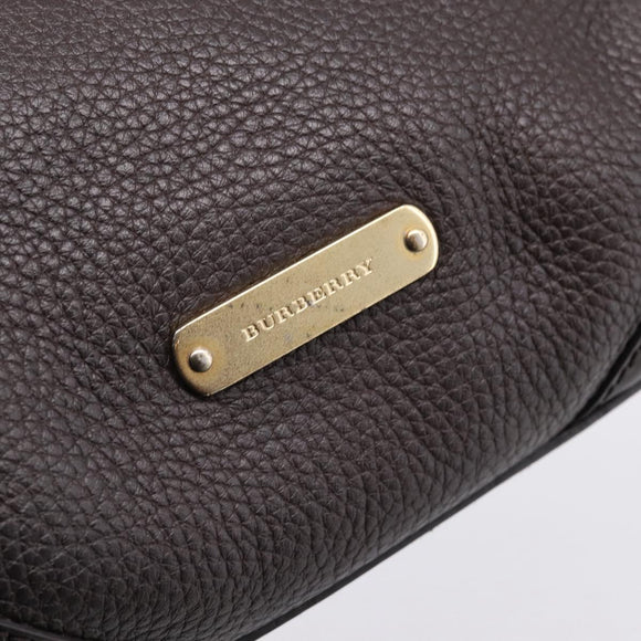 BURBERRY Tote Bag Leather Brown Gold Auth bs37327