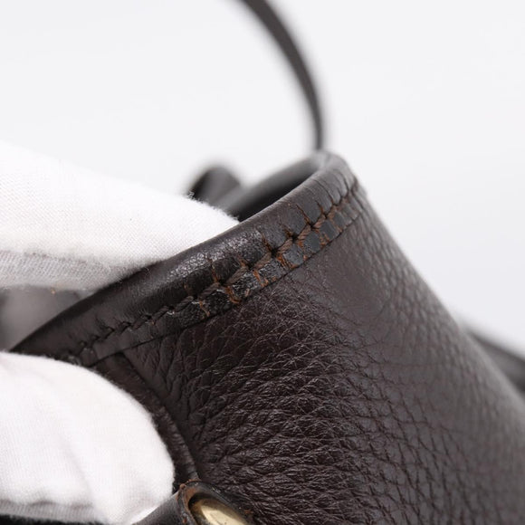 BURBERRY Tote Bag Leather Brown Gold Auth bs37327