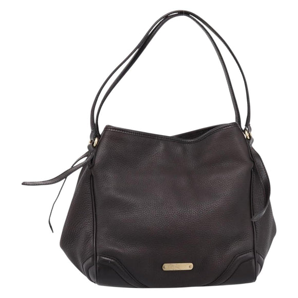 BURBERRY Tote Bag Leather Brown Gold Auth bs37327