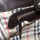 BURBERRY Tote Bag Leather Brown Gold Auth bs37327-21
