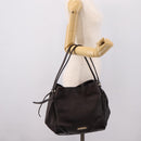 BURBERRY Tote Bag Leather Brown Gold Auth bs37327-23