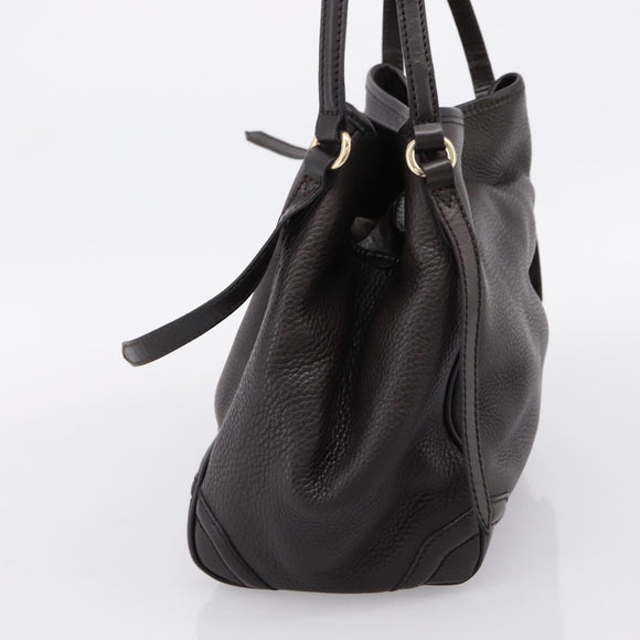 BURBERRY Tote Bag Leather Brown Gold Auth bs37327