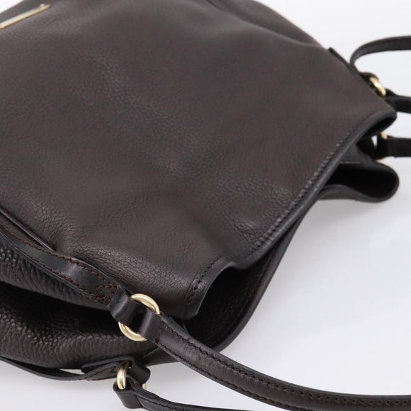 BURBERRY Tote Bag Leather Brown Gold Auth bs37327