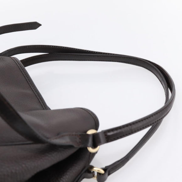 BURBERRY Tote Bag Leather Brown Gold Auth bs37327