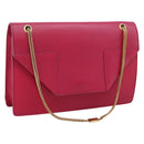 SAINT LAURENT Chain Shoulder Bag Leather Pink Gold Auth bs37328-1