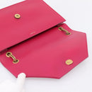 SAINT LAURENT Chain Shoulder Bag Leather Pink Gold Auth bs37328-10