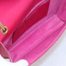 SAINT LAURENT Chain Shoulder Bag Leather Pink Gold Auth bs37328-11