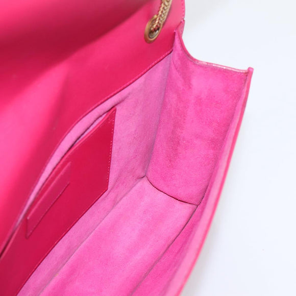 SAINT LAURENT Chain Shoulder Bag Leather Pink Gold Auth bs37328