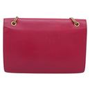 SAINT LAURENT Chain Shoulder Bag Leather Pink Gold Auth bs37328-2