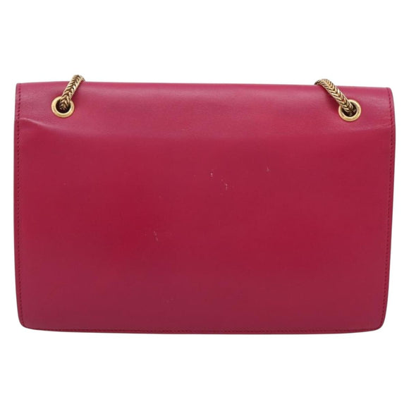 SAINT LAURENT Chain Shoulder Bag Leather Pink Gold Auth bs37328