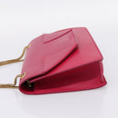 SAINT LAURENT Chain Shoulder Bag Leather Pink Gold Auth bs37328-3