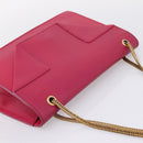 SAINT LAURENT Chain Shoulder Bag Leather Pink Gold Auth bs37328-6