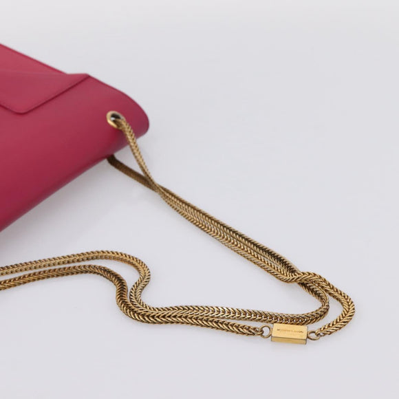 SAINT LAURENT Chain Shoulder Bag Leather Pink Gold Auth bs37328