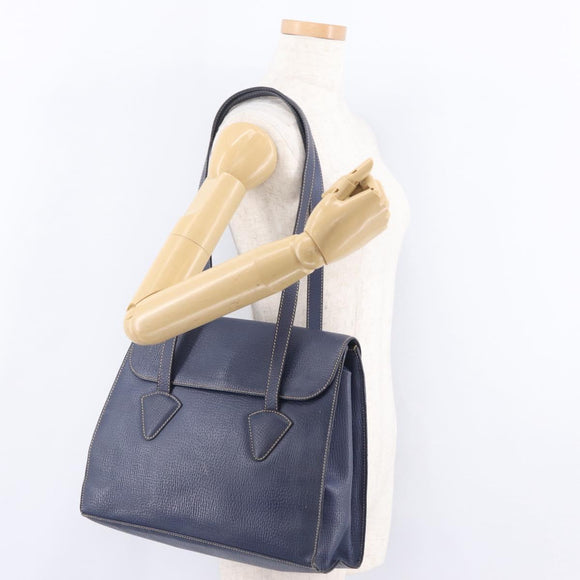 LOEWE Tote Bag Leather Gold Blue Auth bs37329