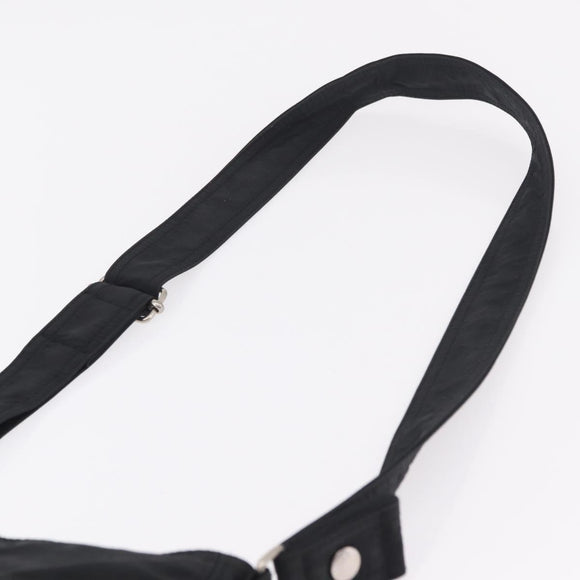 HERMES Acapulco Bandouliere Shoulder Bag Nylon Black Silver Auth bs37330