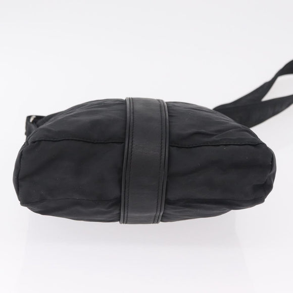 HERMES Acapulco Bandouliere Shoulder Bag Nylon Black Silver Auth bs37330